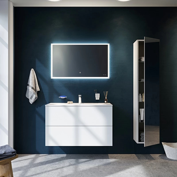 Шкаф для ванной, цвет белый глянец, фасад зеркало, правый, AM.PM Spirit 2.0  M70ACHMR0356WG (детальная фотография), по запросу