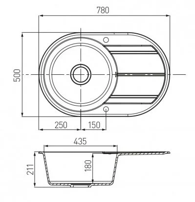Мойка для кухни Акватон Амира 78 см латте 1A712932AI260 (детальная фотография), врезные