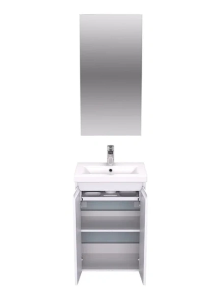 Тумба под раковину напольная Velvex Klaufs 50 см белая/дерево tnKLA.50.2D-617.216 (детальная фотография), современная, hi-tech