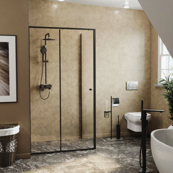 Душевой уголок WasserKRAFT Dill 140х100 см профиль черный 61S37 (детальная фотография), черные