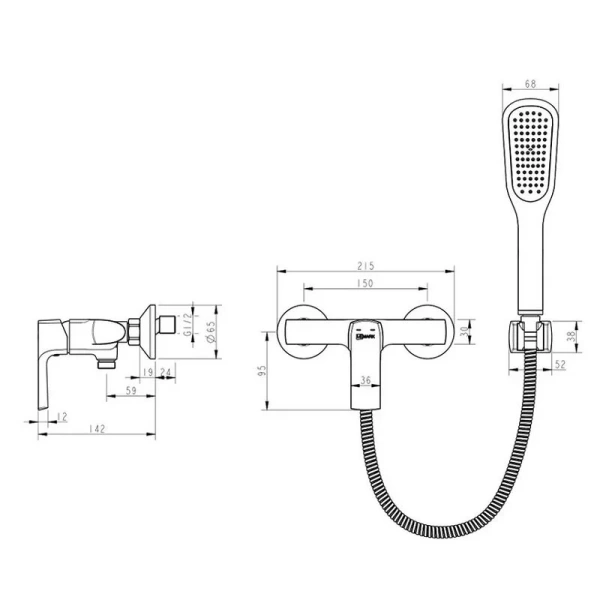 Смеситель для душа Lemark Ursus, настенный  LM7203BL (детальная фотография), для душа