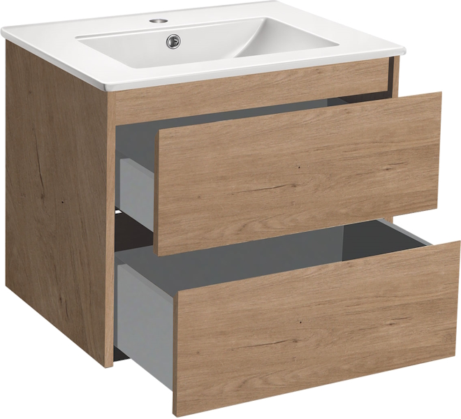 Тумба под раковину подвесная Vincea Gio 60 см N.Oak VMC-2G600NO (детальная фотография), подвесная, пристенная