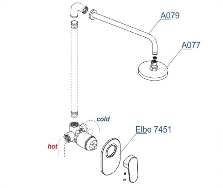Душевой комплект WasserKRAFT Elbe черный A12777 (детальная фотография), душевые комплекты, наборы