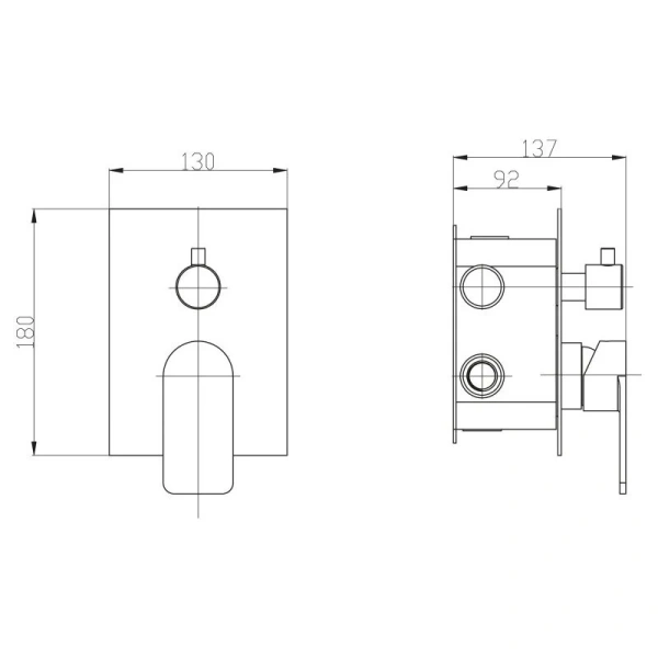Смеситель для душа BelBagno Nova встраиваемый трехпозиционный  NOV-SDM-IN (детальная фотография), для душа