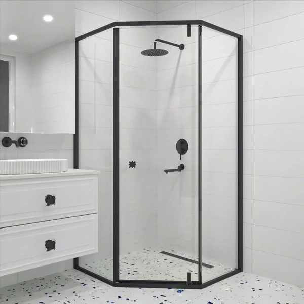 Душевой уголок RGW Hotel HO-088B 90x90 см профиль черный, стекло прозрачное 350608899-14 (детальная фотография)