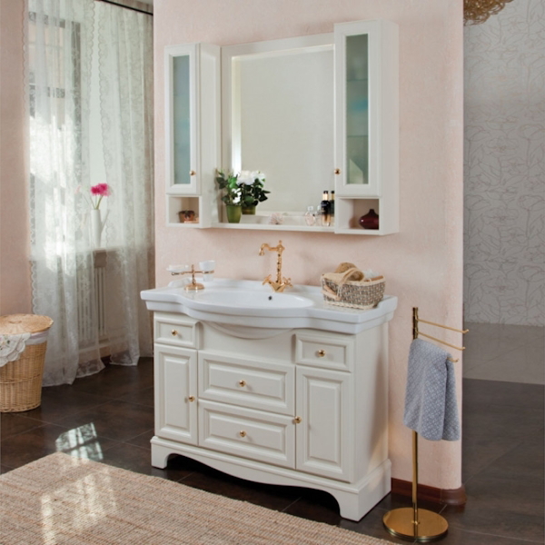 Шкаф для ванной, петли слева, цвет слоновая кость матовый, фурнитура золото, La Beaute Michel SMI24AVO.Sx.O.OR (детальная фотография) index_1