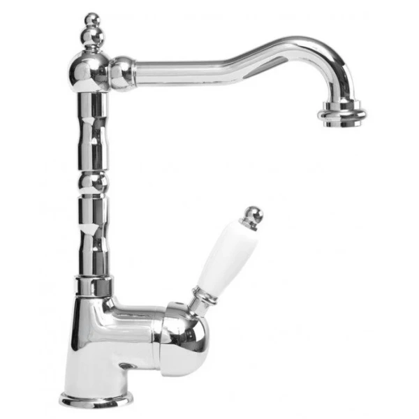 Смеситель для раковины Cezares Elite хром, ручка белая ELITE-LSM2-01-Bi (детальная фотография)