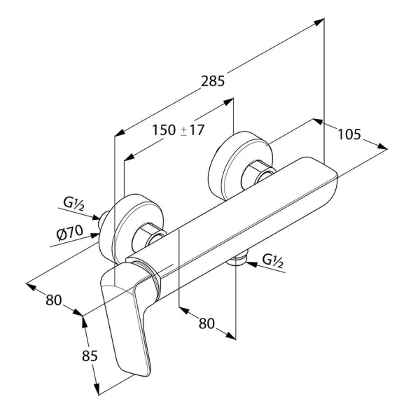 Смеситель для душа Kludi Ameo однорычажный 416750575 (детальная фотография), для душа