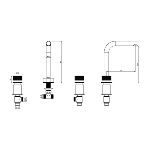 Смеситель для раковины Boheme Aura золото матовое 152-MG-A (детальная фотография), для раковины