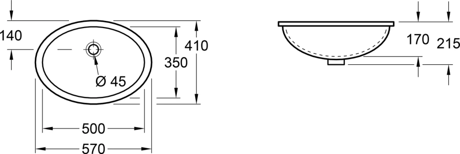 Раковина встраиваемая Villeroy & Boch Evana 57 см альпийский белый с покрытием CeramicPlus 614700R1 (детальная фотография), в наличии