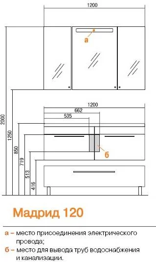 Зеркальный шкаф с подсветкой Акватон Мадрид 120 см белый глянцевый 1A113402MA010 (детальная фотография), по запросу index_1