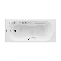 Чугунная ванна Vinsent Veron Haiti VHT1708042H/VH008CH-AS, 170 x 80 см, с антискользящим покрытием, ручки хром, цвет белый