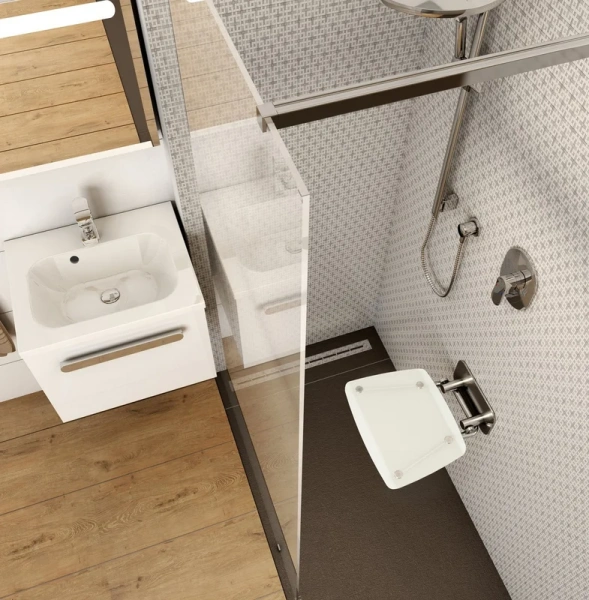 Сиденье для душа Ravak OVO белое/нержавеющая сталь B8F0000052 (детальная фотография), нет в наличии