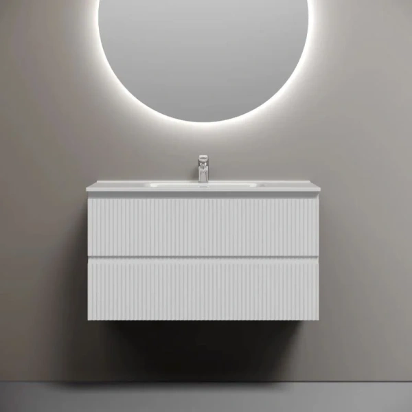 Тумба под раковину подвесная Sancos Snob R 90 см Bianco SNR90W (детальная фотография), современная, hi-tech