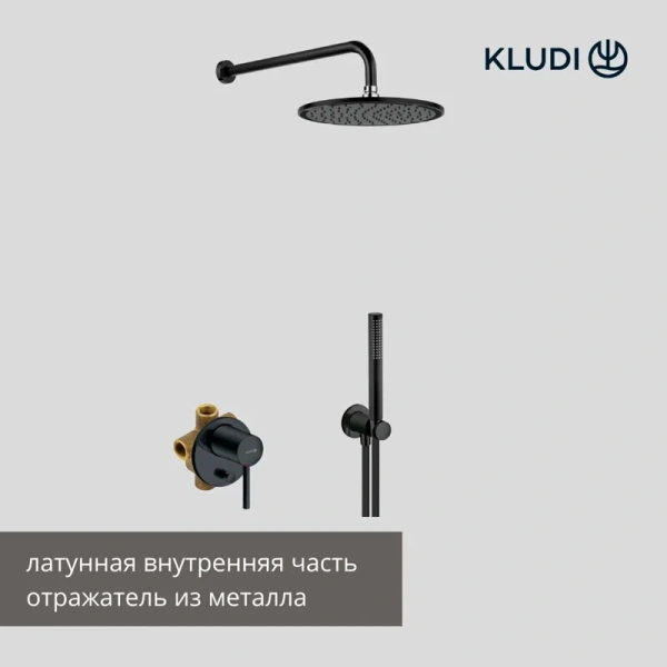 Душевой комплект Kludi Bozz с внутренней частью черный матовый 387363976 (детальная фотография) index_1