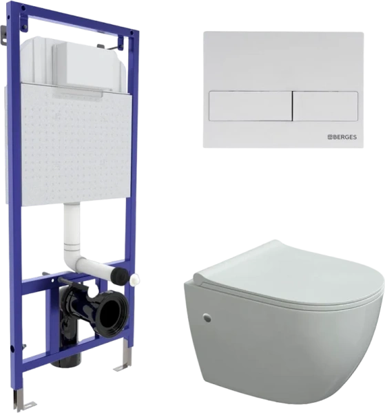 Унитаз с инсталляцией BERGES Okus кнопка L4 белая 043277 (детальная фотография)