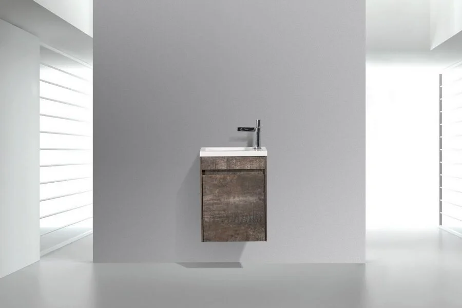Тумба под раковину подвесная Belbagno Pietra Mini 40 см правосторонняя, stone PIETRA MINI-400-1A-SO-PT-R (детальная фотография), темно-коричневая