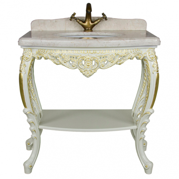 Консоль напольная, цвет белый глянец с золотом, Tessoro Isabella 80 TS-10108-W/G (детальная фотография)