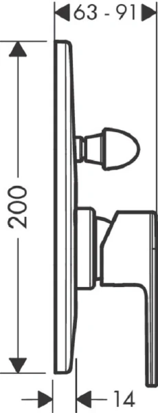 Смеситель для душа Hansgrohe Vernis Shape черный матовый 71458670 (детальная фотография), для душа