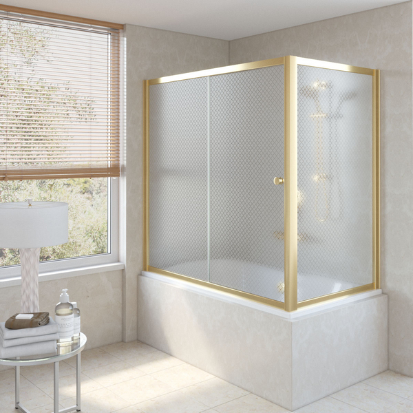 Душевая шторка на ванную профиль золотой стекло ретро Vegas-glass ZV+ZVF 150*75 09 R04 (детальная фотография)