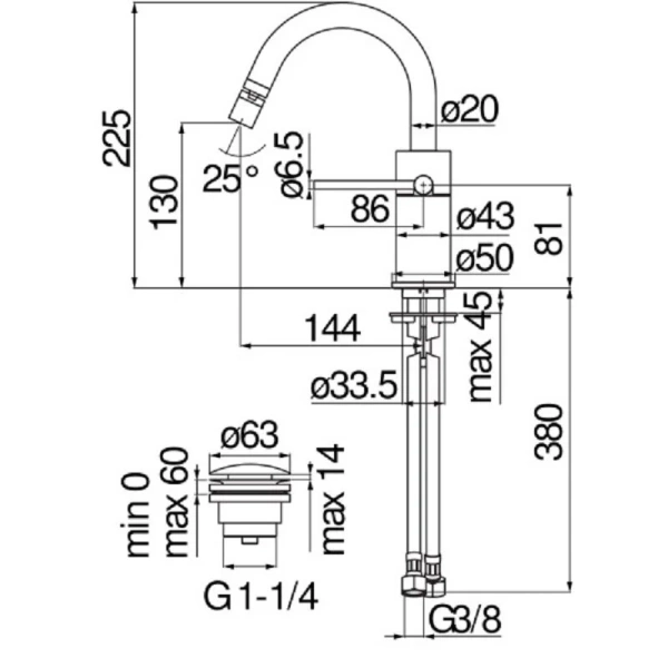 Смеситель для биде Nobili Velis хром VE125139/2CR (детальная фотография), для биде