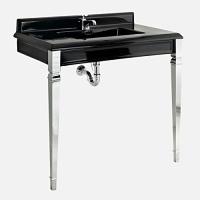 Консоль со столешницей, смеситель на 1 отверстие, цвет чёрный, ножки металлические, цвет светлое золото, Devon&Devon Pre