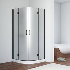 Душевой уголок Vegas-Glass AFS 110x110 см профиль черный матовый стекло сатин
