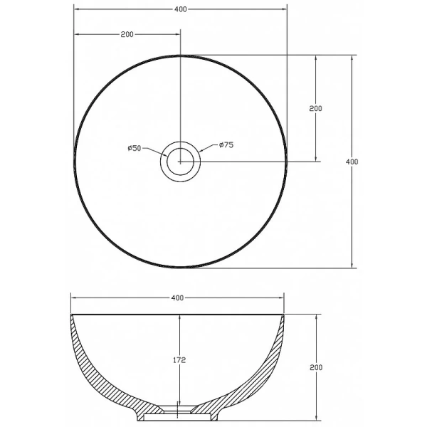 Раковина Abber Stein 40 см белая матовая AS2617 (детальная фотография), современные, hi-tech