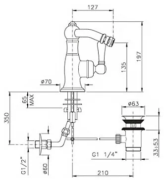 Смеситель для биде, хром, Nicolazzi Cinquanta 3453CR75C (детальная фотография), в наличии