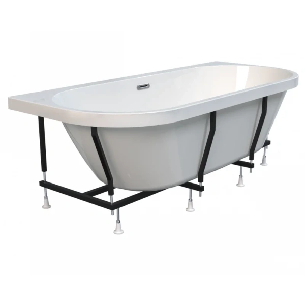 Акриловая ванна Радомир Вальс Макси 1-01-2-0-9-188К, 180 x 80 см, каркас, фронтальный экран съемный, слив-перелив автомат Вальс цвета хром, белая (детальная фотография), приставные