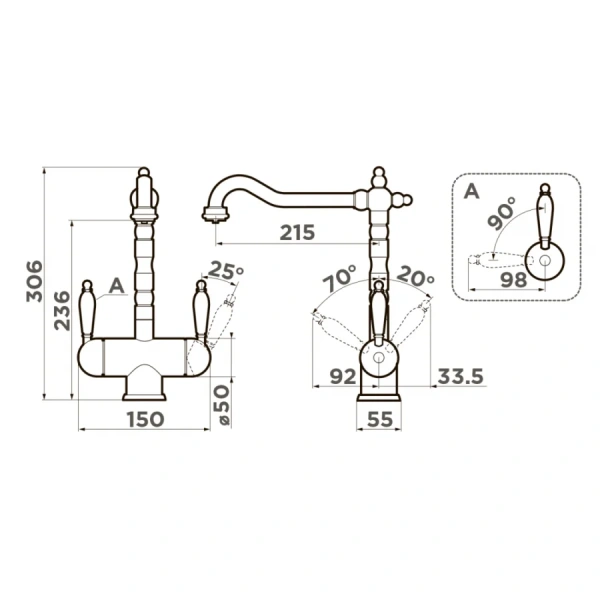 Смеситель для кухни Omoikiri Amagasaki-АB античная латунь 4994292 (детальная фотография), для кухни