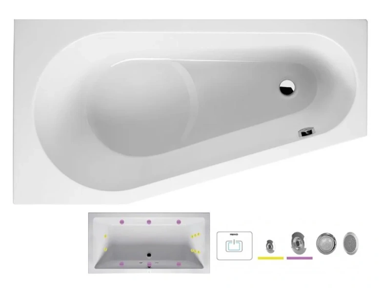 Ванна гидромассажная Riho Delta 150 x 80 см, FLOW, левая/правая BB8000500000000_FLOW (детальная фотография), асимметричные