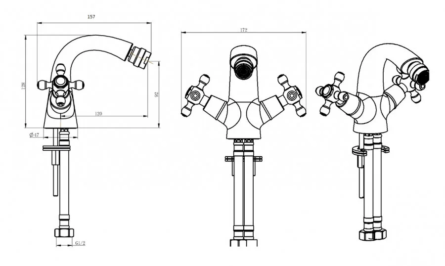 Смеситель для биде Boheme Crystal двухвентильный (детальная фотография), для биде