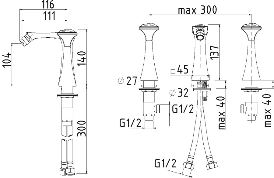 Смеситель для биде Migliore Opera хром 27971 (детальная фотография), для биде