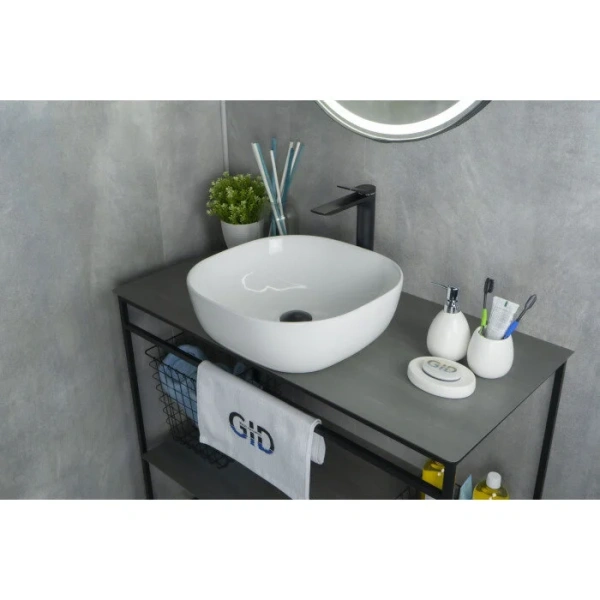 Раковина GID Geometrico D1301 43 см белая 51180 (детальная фотография), керамические