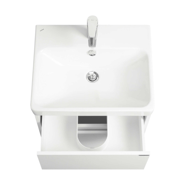 Тумба под раковину подвесная Акватон Сканди 55 см белая матовая/белая глянцевая 1A251701SD010 (детальная фотография), подвесная, пристенная