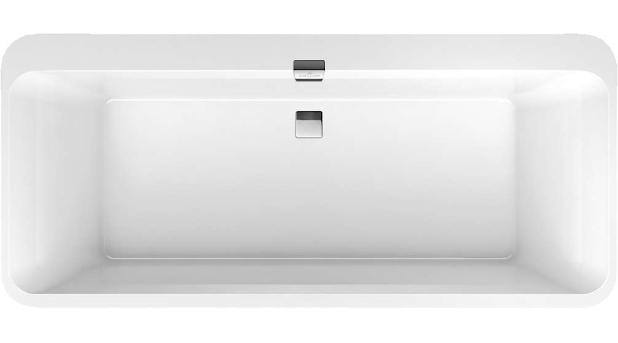 Ванна квариловая Villeroy & Boch Squaro Edge 12 180х80 см с ножками и сливом-переливом UBQ180SQE7DV-01 (детальная фотография)