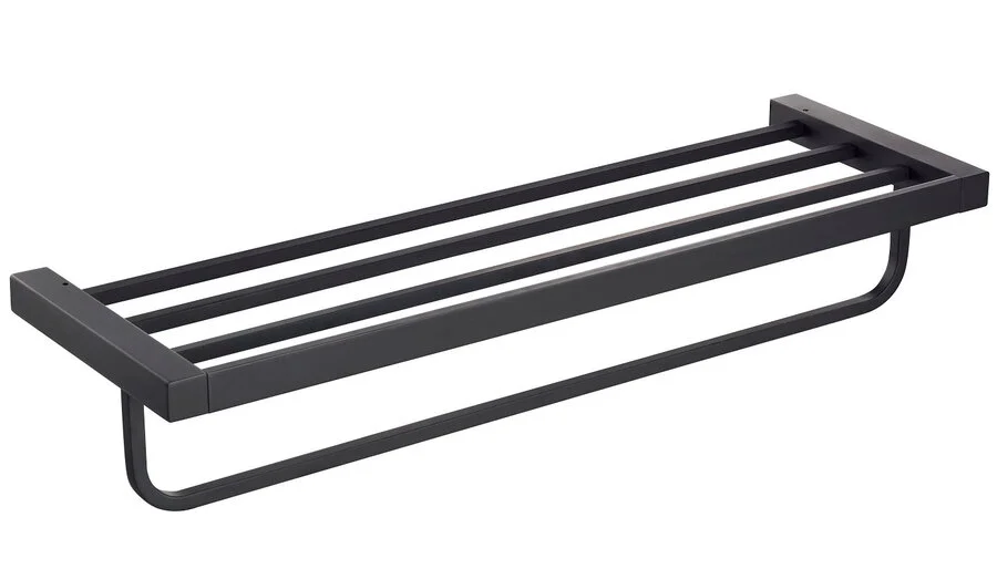 Полочка для ванной Timo Selene с полотенцедержателем, черная 14058/03 (детальная фотография)