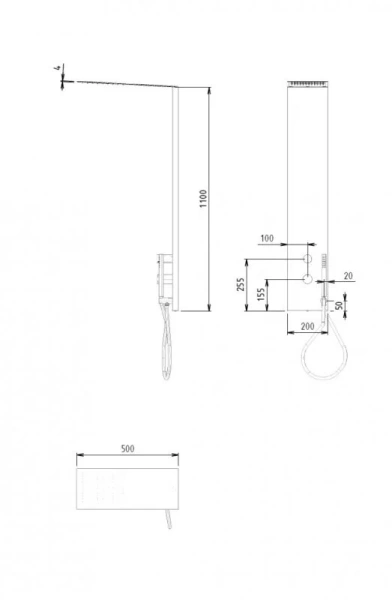 Душевая панель Cezares Premier с внутренней частью черный матовый PREMIER-CD2-NOP (детальная фотография), настенные