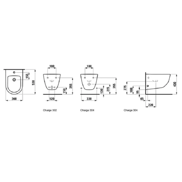 Биде подвесное Laufen Pro с покрытием LCC 8.3095.2.400.302.1 (детальная фотография), современные, hi-tech