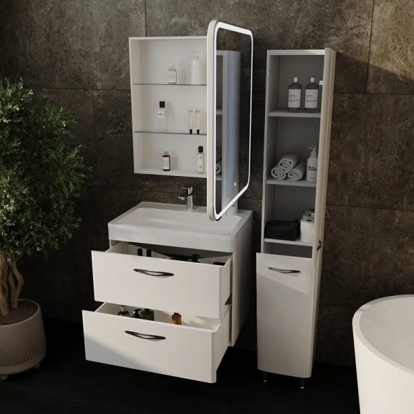 Тумба с раковиной подвесная Style Line Каре СС-00002269 70 см с двумя ящиками (детальная фотография), 70 см