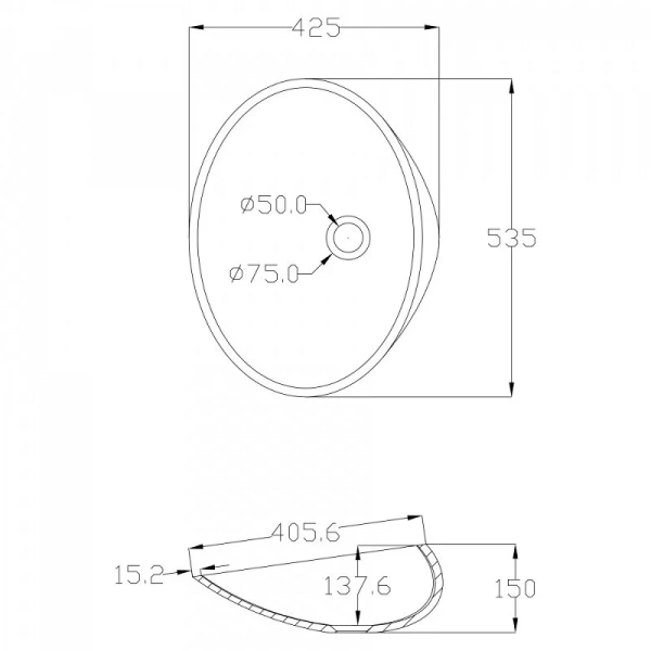 Раковина Abber Stein 53 см искусственный камень AS2616 (детальная фотография), современные, hi-tech