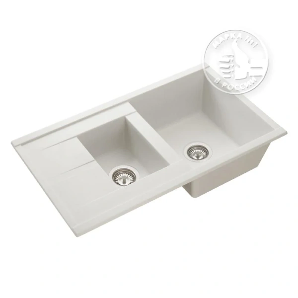 Мойка для кухни Акватон Делия 87 см жемчуг 1A716232DE240 (детальная фотография), из искусственного мрамора