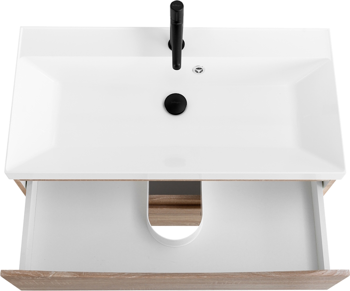 Тумба под раковину подвесная BelBagno Marino 80 см Rovere Bianco MARINO-800-2C-SO-WO-P (детальная фотография), светло-коричневая