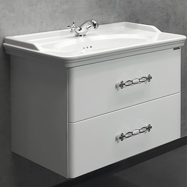Тумба с раковиной подвесная Comforty Неаполь 80 см белый глянец 00004147564CF (детальная фотография)