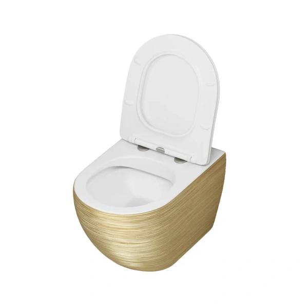 Унитаз подвесной Grossman Color золотистый/белый GR-4411GWS (детальная фотография), современные, hi-tech, круглые