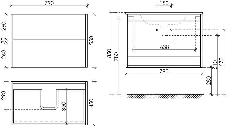 Тумба с раковиной подвесная Sancos Urban UR80W 80 см с ящиками (детальная фотография), в наличии, по запросу