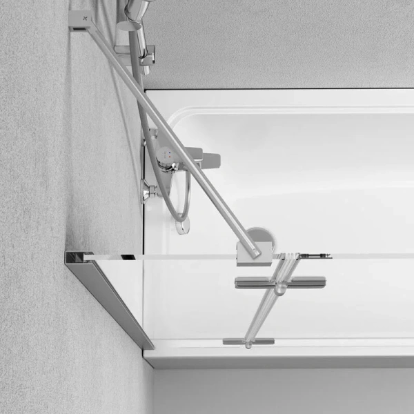 Шторка для ванны Am.Pm Tender 80x140 см поворотная W45BS-D3W5-140CT (детальная фотография), стеклянные