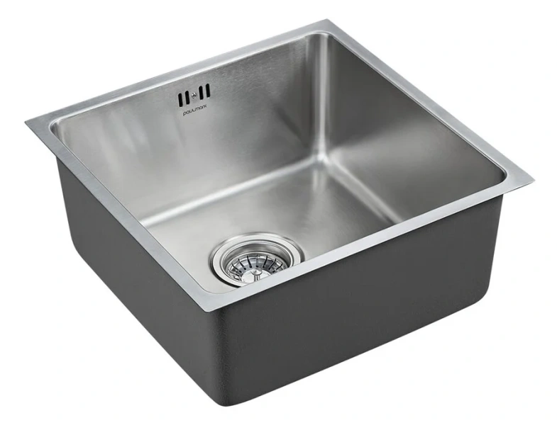 Мойка для кухни Paulmark Lassan PM304444 44 см квадратная (детальная фотография), из нержавеющей стали, стальные, металлические