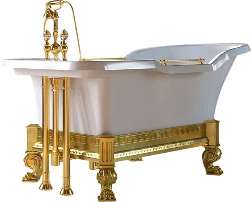 Ванна из искусственного камня Migliore Impero Affusto 180х87 см фурнитура золото - фото 3